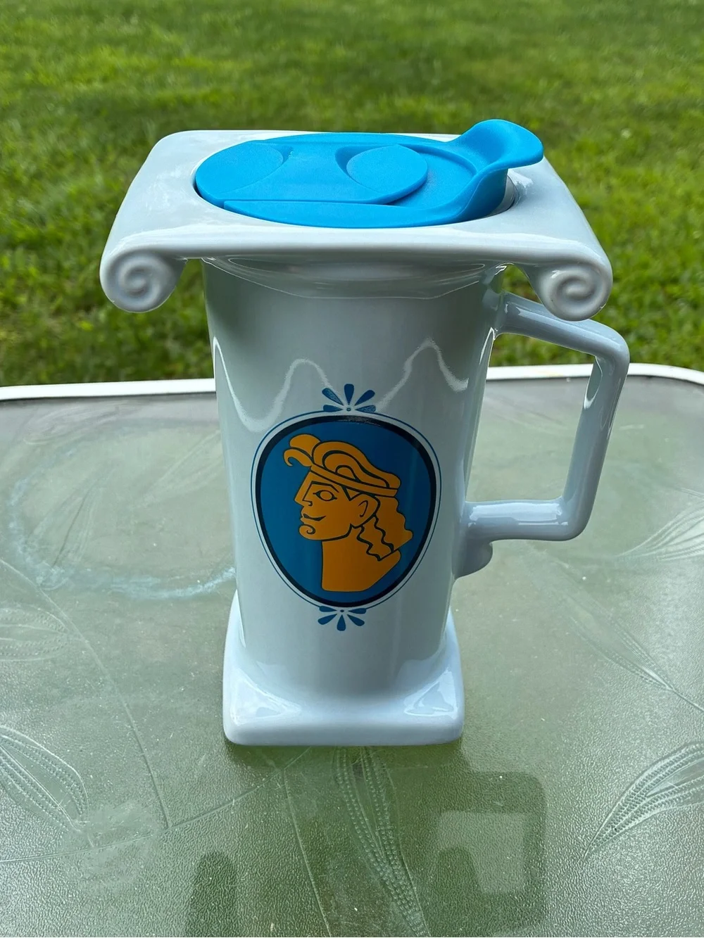 Disney Hercules Pillar Column Tall Mug with Drinking Lid 14 oz